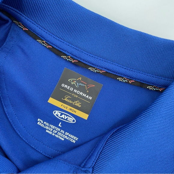 Greg Norman Mens Tasso Elba Golf Polo Shirt Blue Five Iron PlayDry L - Picture 4 of 4